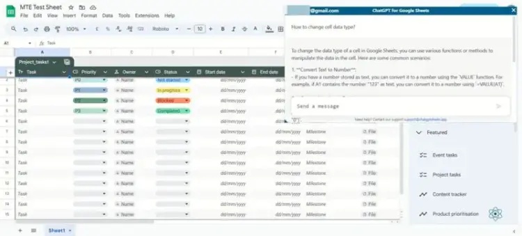 7. ChatGPT Sheets: Yapay Zeka ile Tablo Gücü