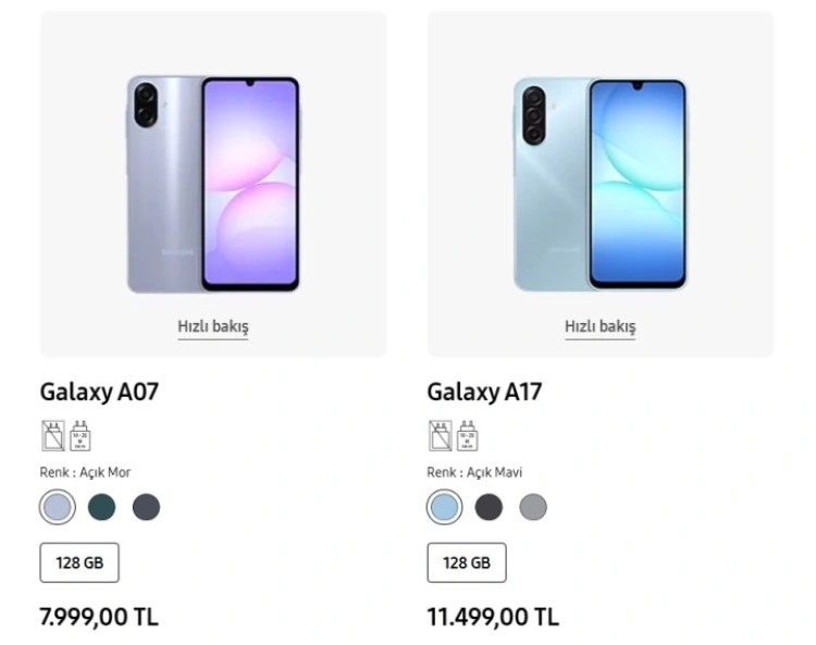 Samsung'un Bütçe Dostu Galaxy A17 ve A07 Türkiye'de Satışta!